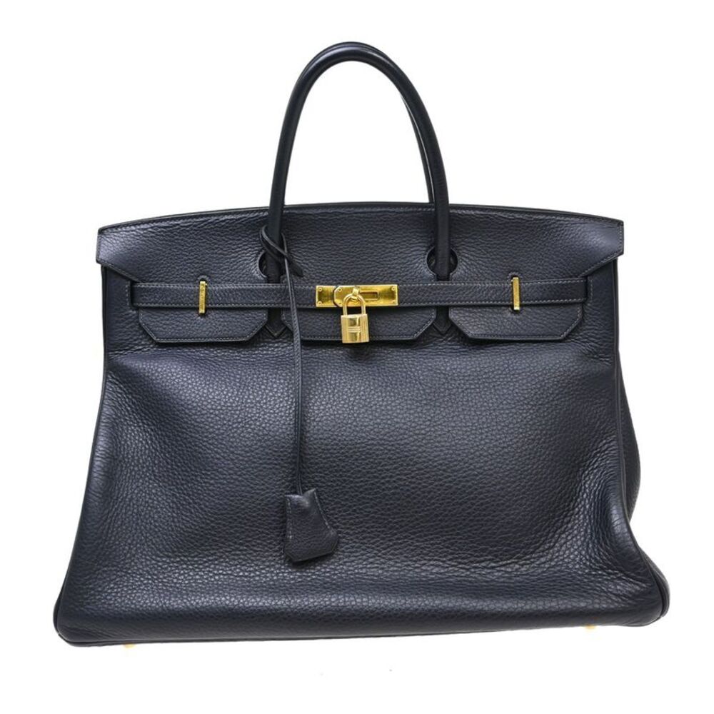 Hermes Birkin Handbag Grey Clemence With Gold Hardware Gray Leather Handbag